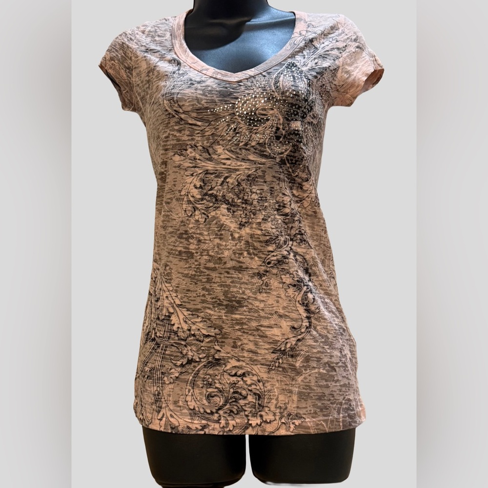 American Age Orange/Black Tattoo Woman’s T-Shirt with Sparkling stones